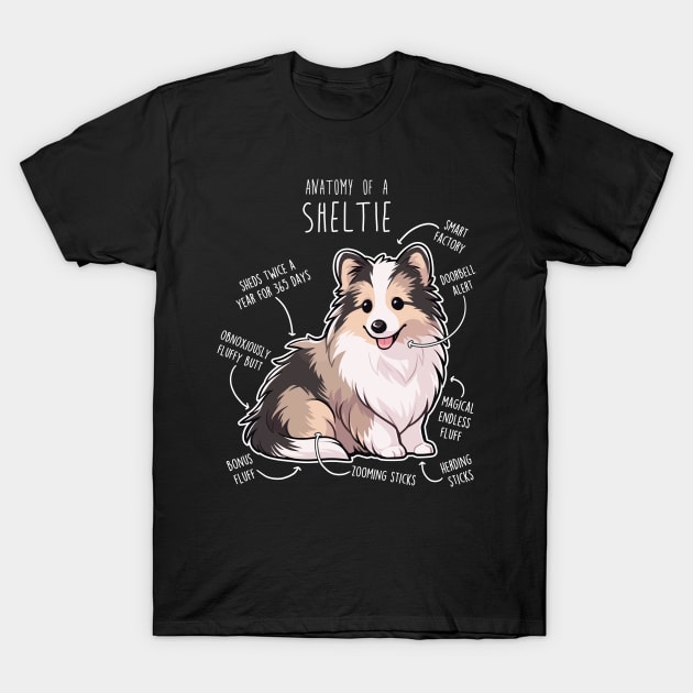 Sheltie Shetland Sheepdog Anatomy T-Shirt by Psitta